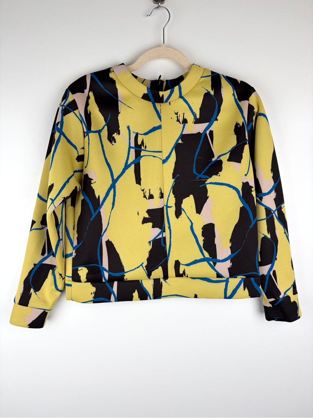 Cedric Charlier Abstract Print Crewneck Top in Yellow